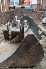 Garden or backyard renovation by professionals in spring, garden works