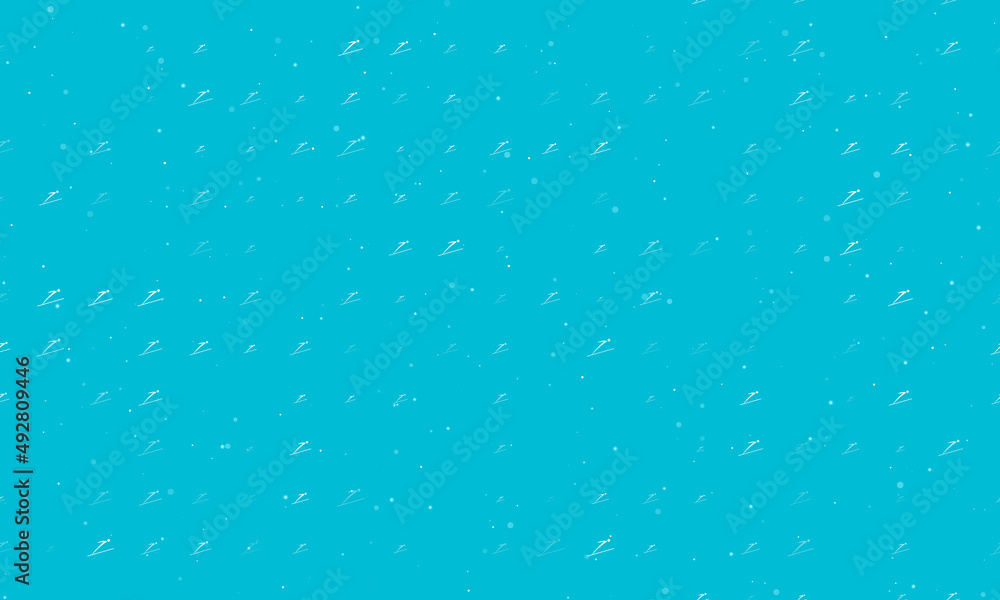 Poster seamless background pattern of evenly spaced white ski jumping symbols of different sizes and opacit