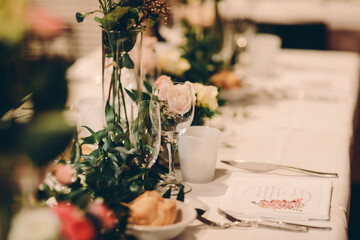 table setting with flowers