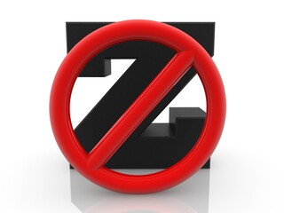 Black aggressor symbol Z with a red prohibition sign