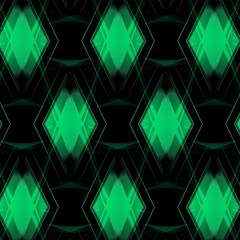 overlapping green diamond shape repeating on black background