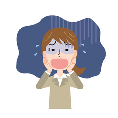 ショックで青くなる女性