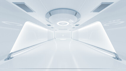 Scientific laboratory or empty white room. Technology background and science concept. 3D Render.