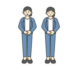 お辞儀をするビジネスパーソンのイラスト素材