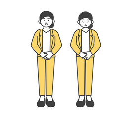 お辞儀をするビジネスパーソンのイラスト素材