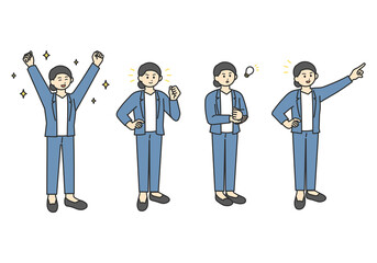 ビジネスパーソンのポジティブなイメージイラスト素材