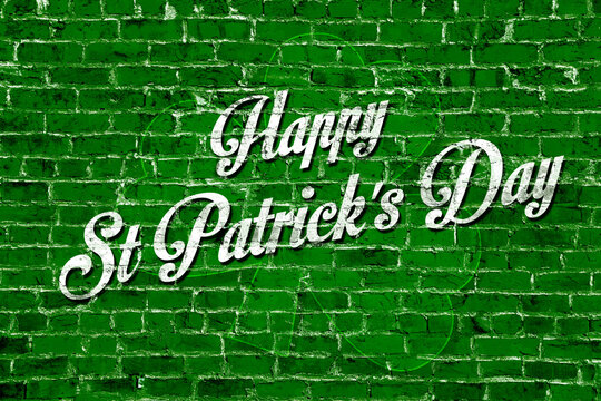 wall green mural st patrick's day lucky painting bar gold brick holiday sign celebration shamrock clover building lounge