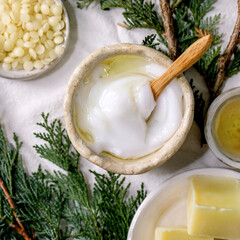 Ingredients for makes home made natural cosmetic