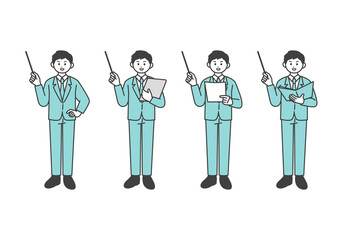 指し棒を持ったビジネスパーソンのイラスト素材