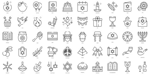 Fototapeta na wymiar Linear Style hanukkah Icons Bundle