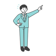 男性社員が指を刺しているイラスト素材
