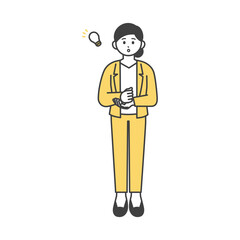 女性社員がひらめく表情のイラスト素材