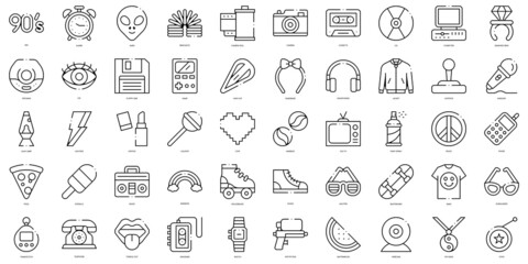 Linear Style nineties Icons Bundle