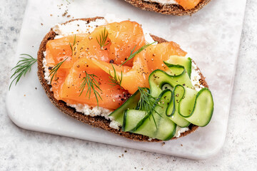 open sandwiches with salted salmon