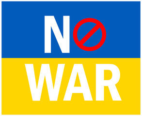 No War Icon White With Ukraine Flag Emblem Abstract Symbol Vector Illustration