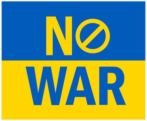 No War Icon With Ukraine Flag Emblem Abstract Symbol Vector Illustration