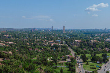 Nature from above. Panoramic view of the industrial city of Krivoy Rog in Ukraine. Beautiful landscape.