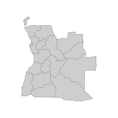 Outline political map of the Angola. High detailed vector illustration.