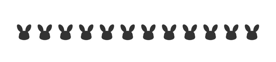 Rabbit head silhouette separator border. Easter themed clipart print.