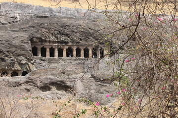 The famous buddhist temple Ajanta caves in the region of Maharashtra in India is an world heritage site and carved in rocks 