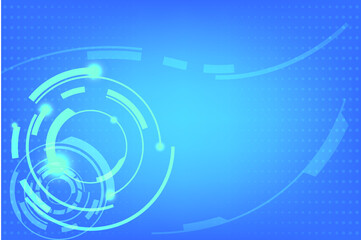 Technology circle background with abstract line of network. Blue redial light with half tone in back. 