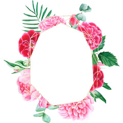 Watercolor frame with flowers