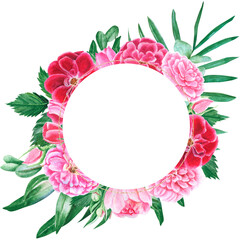 Watercolor frame with flowers