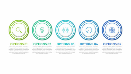 Presentation business infographic template with 5 options. Vector illustration.