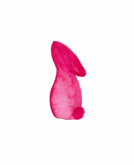 Watercolor pink rabbit.