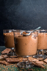 Homemade chocolate panna cotta dessert