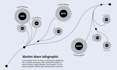 market share data visualization infographic, flower process infographic, timeline infographic for presentation, annual report