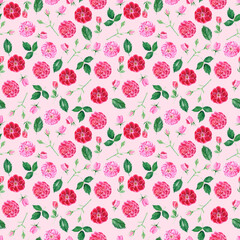 Watercolor seamless pattern with flowers