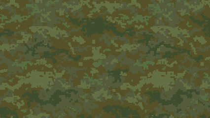 Military Pixel camouflage texture pattern horizontal banner illustration wallpaper background copy space, place for text, text area