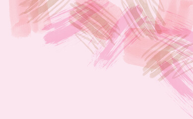 水彩　面とライン構成　暖色　淡いピンクベース