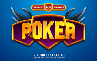 Poker editable text effect with golden style