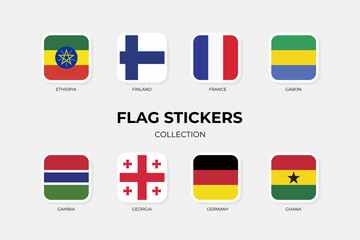 Flag Stickers of Ethiopia, Finland, France, Gabon, Gambia, Georgia, Germany, Ghana