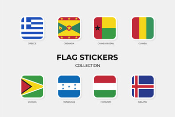 Flag Stickers of Greece, Grenada, Guinea Bissau, Guinea, Guyana, Honduras, Hungary, Iceland