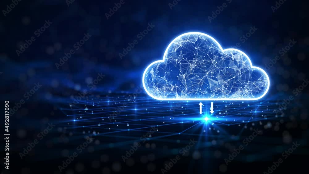 Aufkleber cloud computing technology. the data transfer and storage concept consists of a white polygonal stru