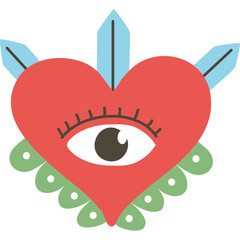 Fototapeta premium heart with eye and feathers