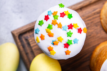 Easter cake pastrie Easter holiday yeast sweet dessert holiday orthodox christian easter treat meal food snack on the table copy space food background