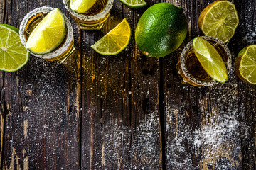 Golden tequila shots