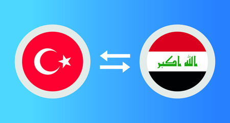 round icons with Turkey and Iraq flag exchange rate concept graphic element Illustration template design
 - obrazy, fototapety, plakaty