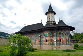 Sucevitsa Monastery, Suceava County, Moldavia, Romania: One of the famous painted churches of...