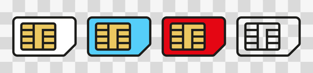 Set Of Sim Card Icon . Vector Illustration