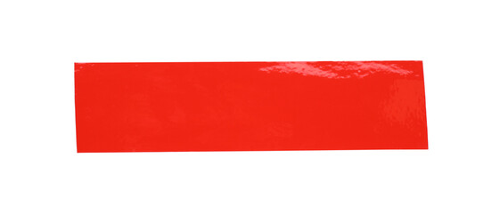 Piece of red adhesive tape isolated on white, top view