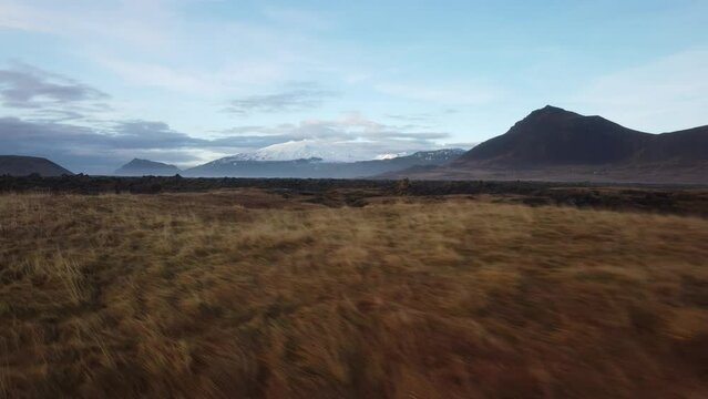 Icelandic volcanic scenery aerial view
