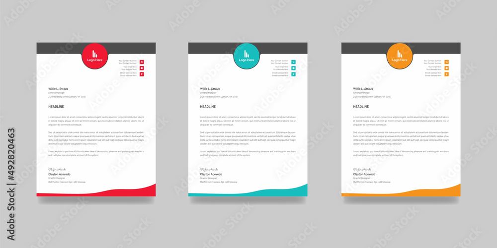 Wall mural Creative corporate business letterhead template official shape layout minimal a4 size letterhead design with a logo