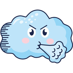 cloud blowing kawaii character