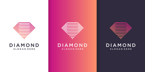 Diamond logo design with creative line concept Premium Vector