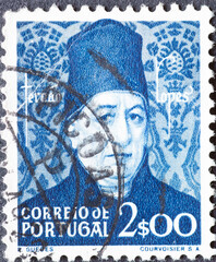 Portugal - circa 1949 : a postage stamp from Portugal , showing a portrait of Fernao Lopes (1380-1460) chronicler
